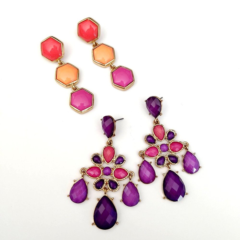 2 pairs of brightly colored dangle earrings